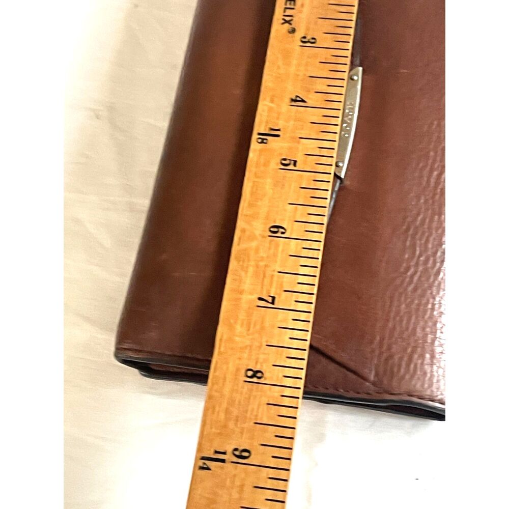 Vintage Coach Long Trifold Leather British Tan Envelope Wallet w/Zip Coin Pocket - Picture 8 of 9